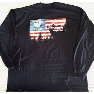 Ruger Firearms Men’s XXL Graphic Long Sleeve Black AMERICAN FLAG USA DEER